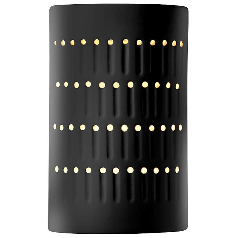 Image 1 Ambiance 9 1/4"H Black White Cylinder Outdoor Wall Sconce