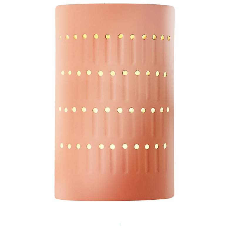 Image 1 Ambiance 9 1/4"H Gloss Blush Cylinder Outdoor Wall Sconce