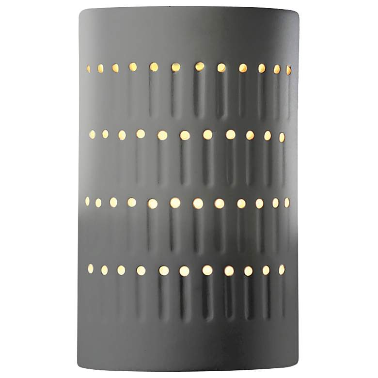 Image 1 Ambiance 9 1/4"H Gloss Gray Cylinder LED Outdoor Wall Sconce