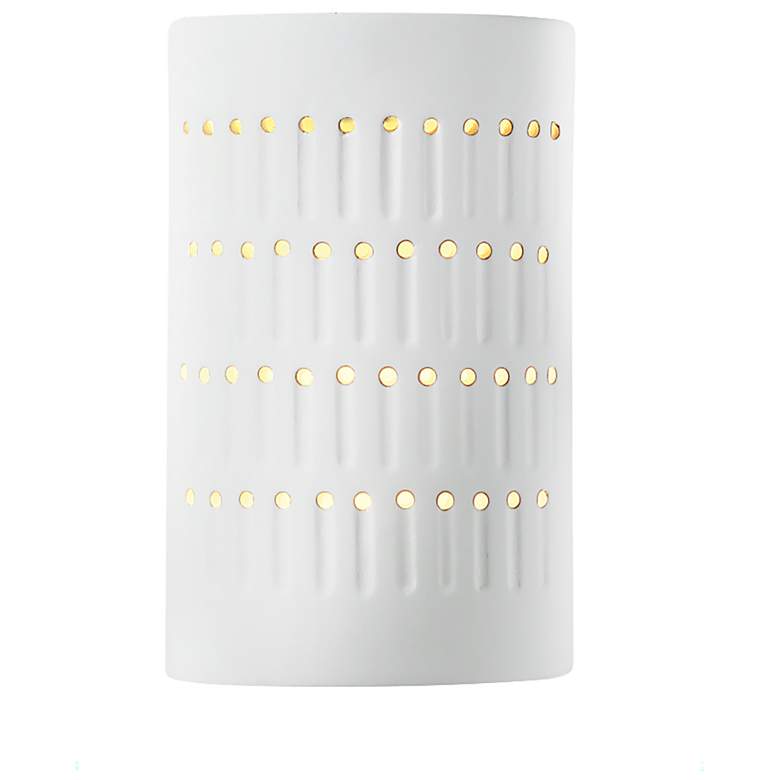 Image 1 Ambiance 9 1/4"H Gloss White Ceramic Cylinder Wall Sconce