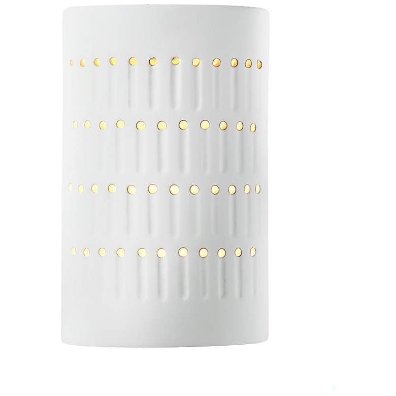 Image 1 Ambiance 9 1/4 inchH Gloss White Cylinder Outdoor Wall Sconce