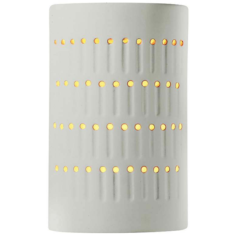 Image 1 Ambiance 9 1/4 inchH Matte White Gold Cylinder Outdoor Sconce