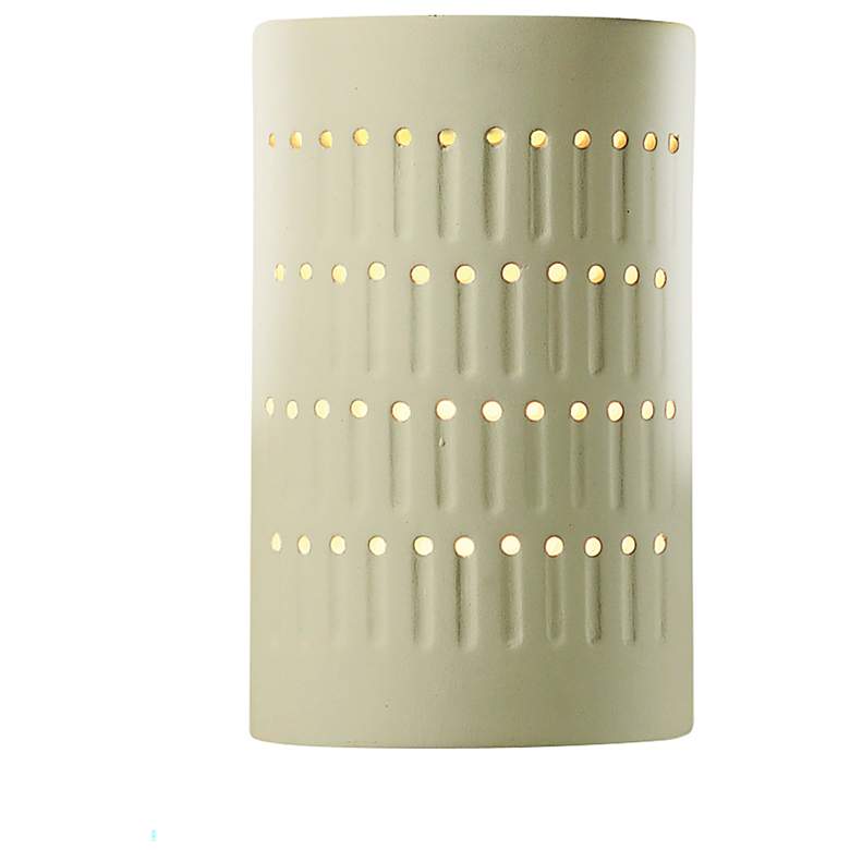 Image 1 Ambiance 9 1/4 inchH Vanilla Gloss Cylinder Outdoor Wall Sconce