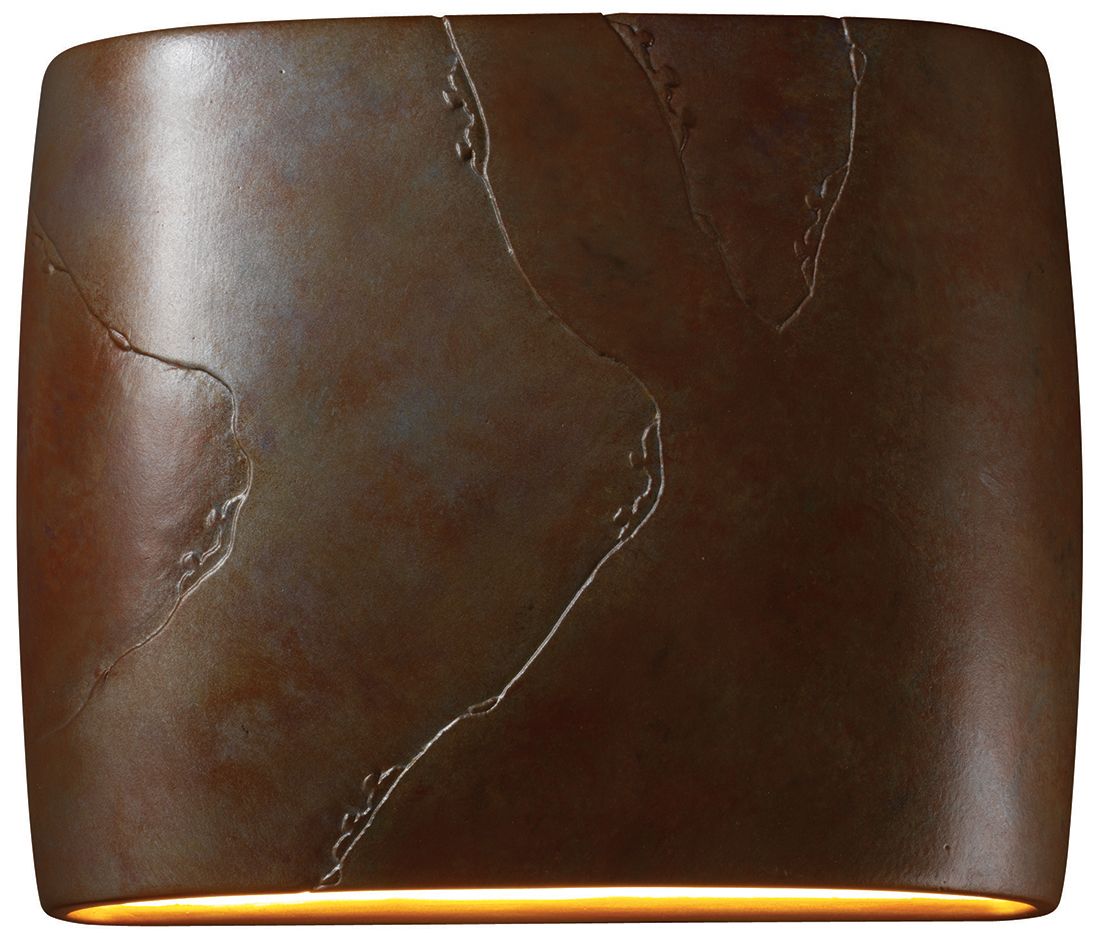 Ambiance 9 3/4"H Tierra Red Slate Wide Oval ADA Wall Sconce - Made to Order