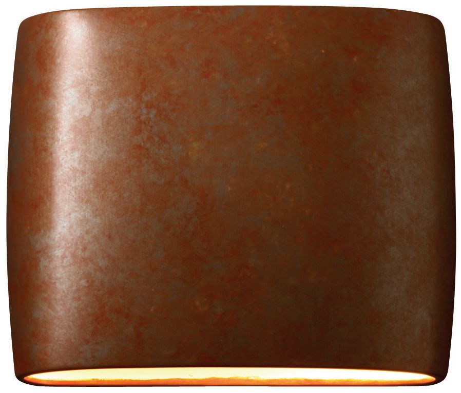 Ambiance 9 3/4" High Rust Patina Wide Oval ADA Wall Sconce - Made to Order