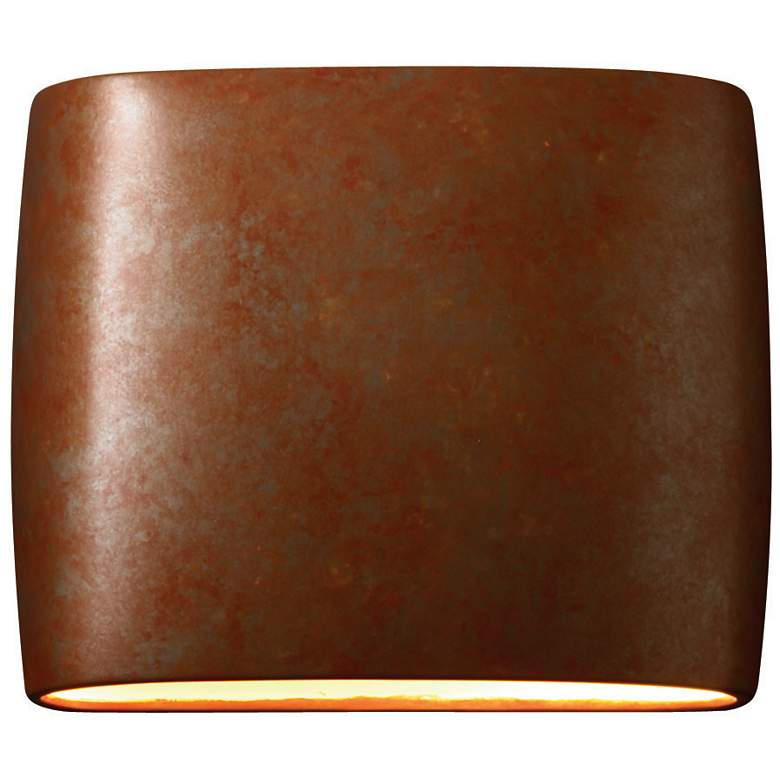 Image 1 Ambiance 9 3/4" High Rust Patina Wide Oval ADA Wall Sconce
