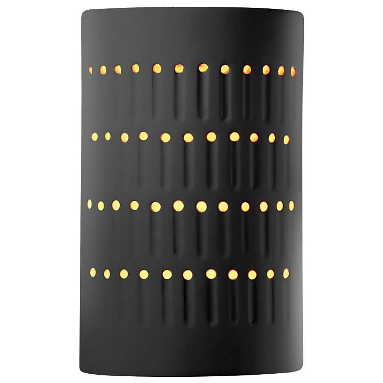 Image 1 Ambiance Cactus Cylinder 9 1/4"H Matte Black Wall Sconce