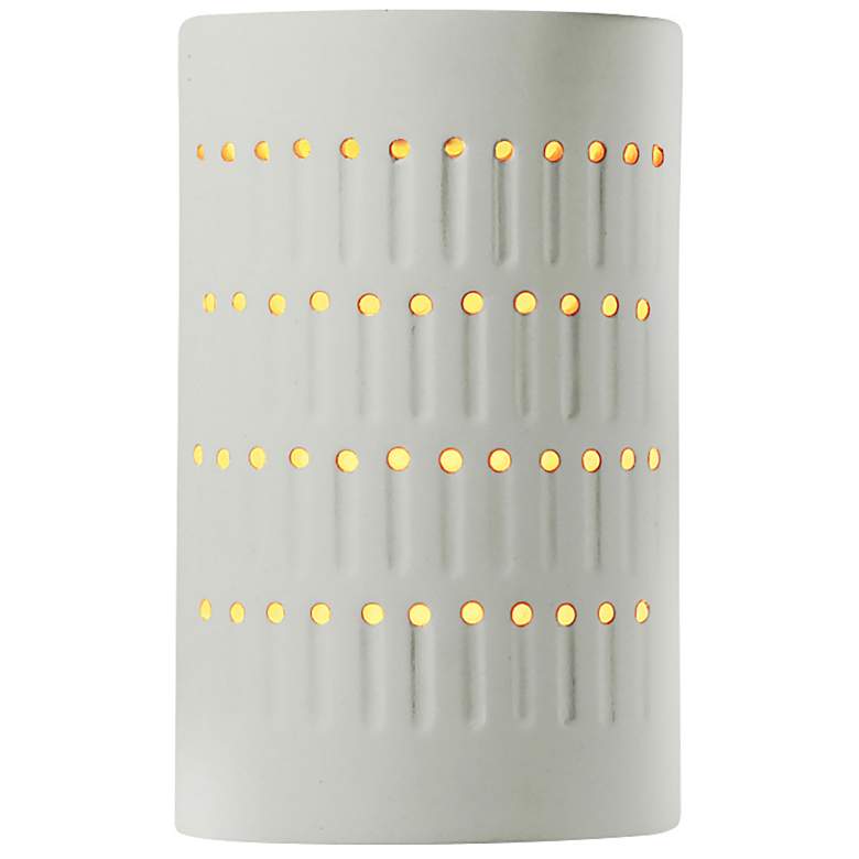 Image 1 Ambiance Cactus Cylinder 9 1/4"H Matte White Wall Sconce