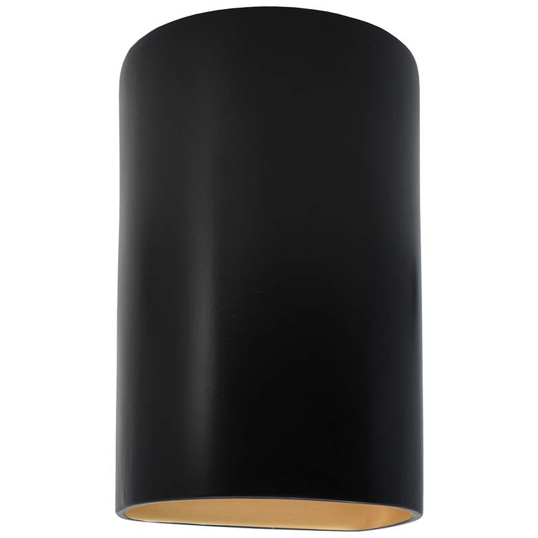 Image 1 Ambiance Ceramic Cylinder 5.75 inch Black and Gold LED Open ADA Outdoor Sc