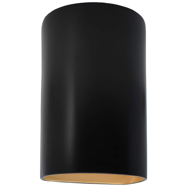 Image 1 Ambiance Ceramic Cylinder 5.75" Black and Gold LED Open ADA Outdoor Sc