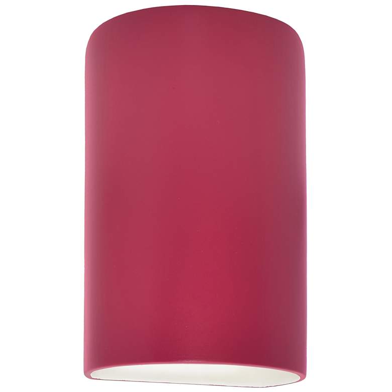 Image 1 Ambiance Ceramic Cylinder 5.75" Cerise LED Open ADA Outdoor Sconce