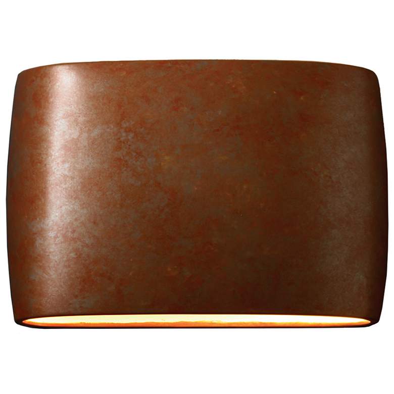 Image 1 Ambiance Ceramic Oval 16" Rust Patina LED ADA Outdoor Wall Sconce