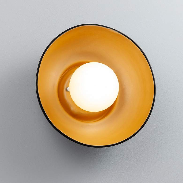 Image 1 Ambiance Coupe 10" High Matte Black and Gold LED Wall Sconce