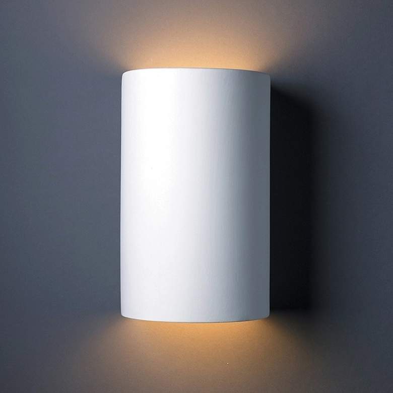Image 1 Ambiance Cylinder 12 1/2" High Bisque Wall Sconce