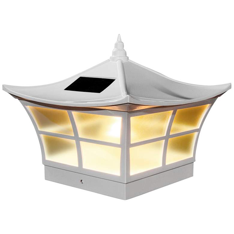 Image 1 Ambience 7 1/2 inch High White Outdoor Solar LED Post Cap