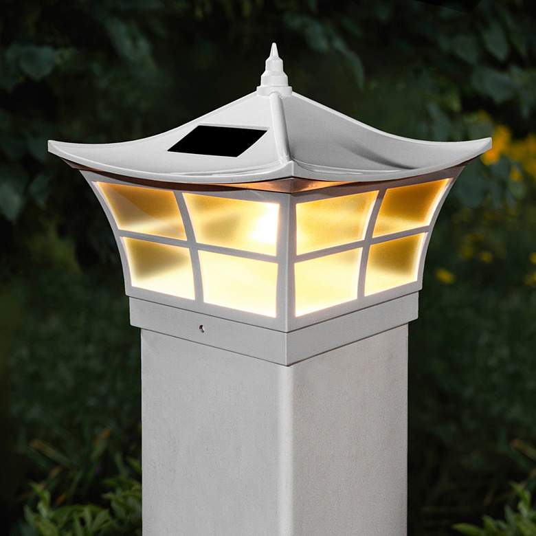 Image 2 Ambience 7 1/2" High White Outdoor Solar LED Post Cap more views