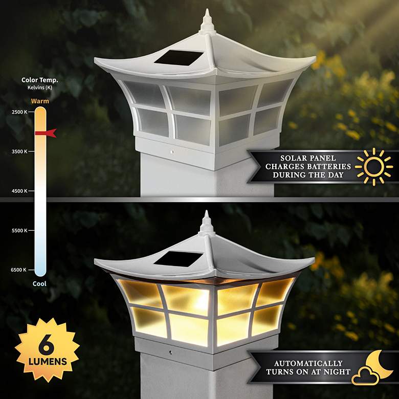 Image 4 Ambience 7 1/2" High White Outdoor Solar LED Post Cap more views