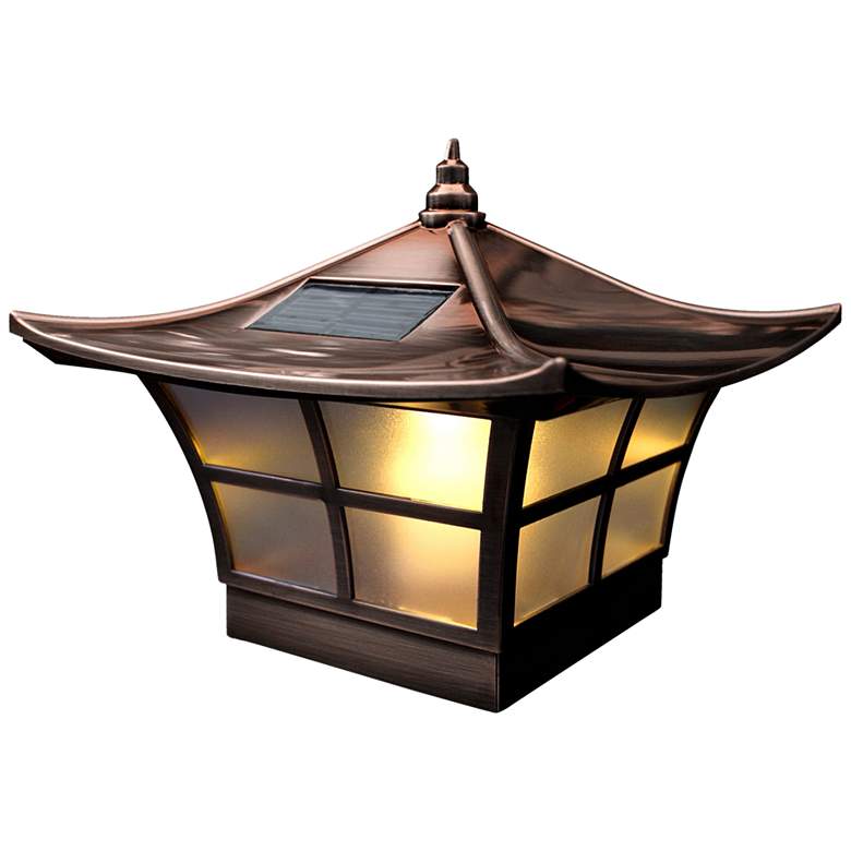 Image 1 Ambience 7" High Copper Plated Outdoor Solar LED Post Cap
