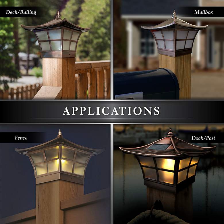 Image 5 Ambience 7" High Copper Plated Outdoor Solar LED Post Cap more views