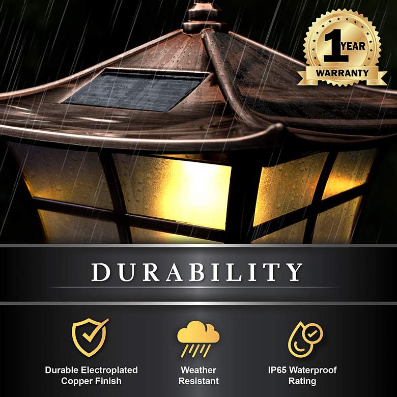 Image 6 Ambience 7" High Copper Plated Outdoor Solar LED Post Cap more views
