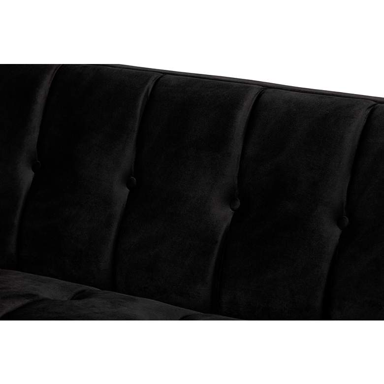 Image 3 Ambra 83 1/2" Wide Black Velvet Tufted Sofa  more views