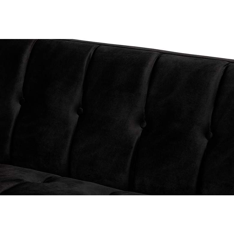 Image 3 Ambra 83 1/2" Wide Black Velvet Tufted Sofa more views