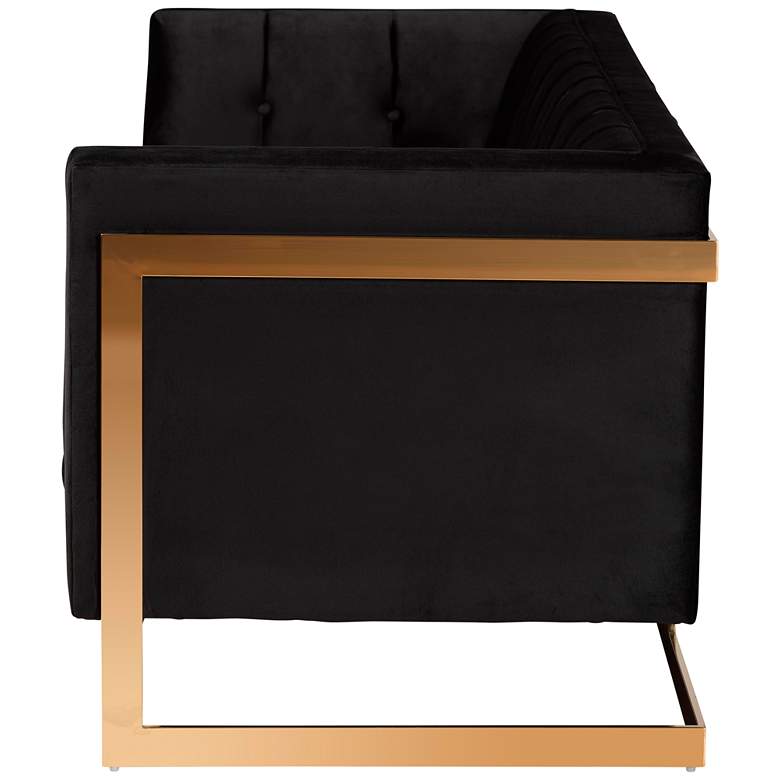 Image 7 Ambra 83 1/2" Wide Black Velvet Tufted Sofa more views