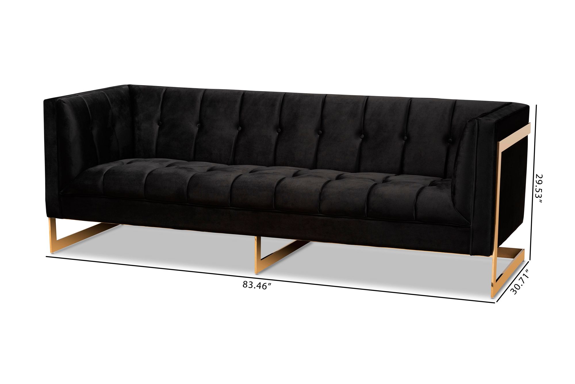 Ambra 83 1/2" Wide Black Velvet Tufted Sofa 