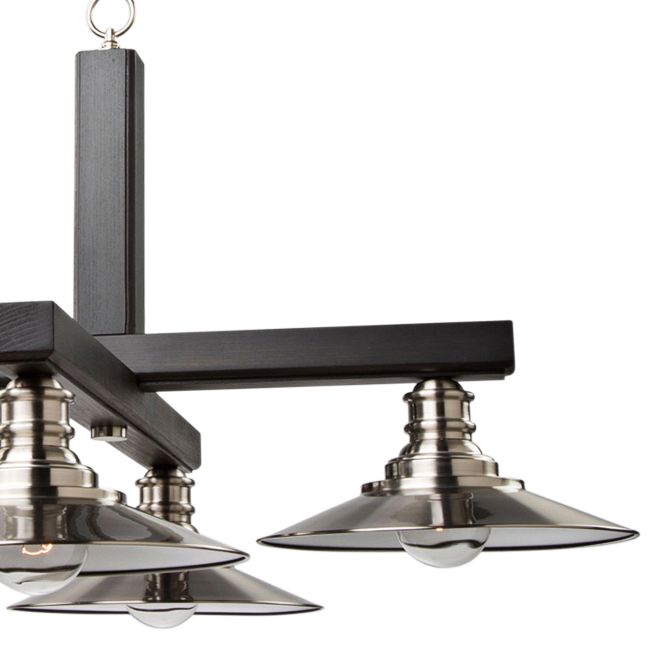 Ambrose 31"W Dark Wood and Brushed Nickel 4-Light Chandelier - #35T20