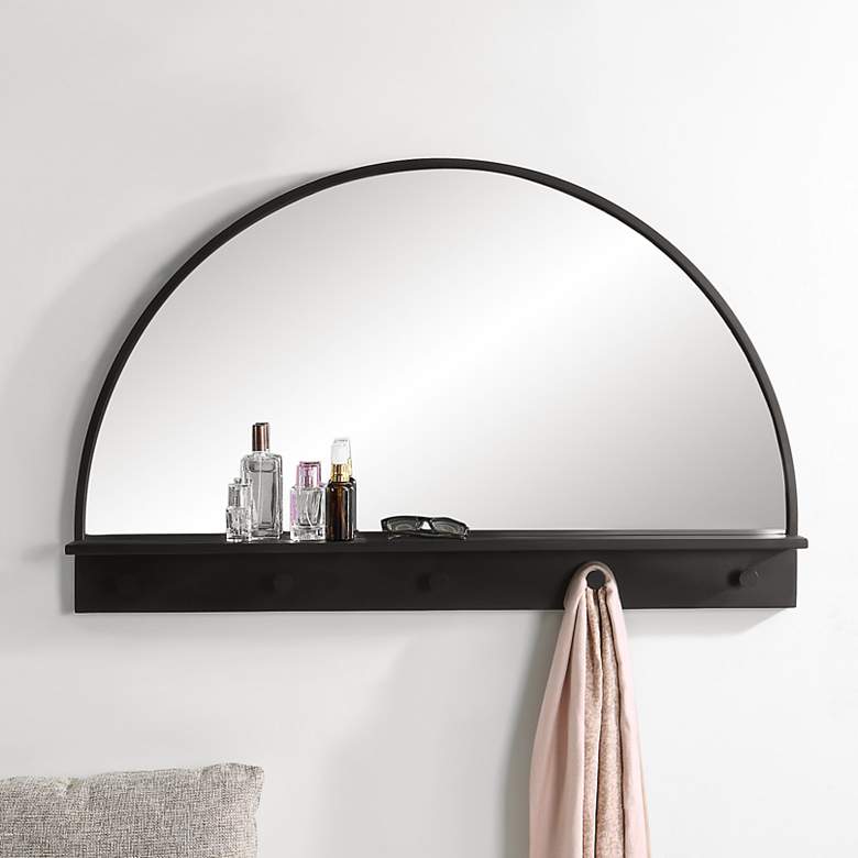 Image 1 Ambry Black 45 inch x 27 3/4 inch Arch Entryway Mirror with Shelf