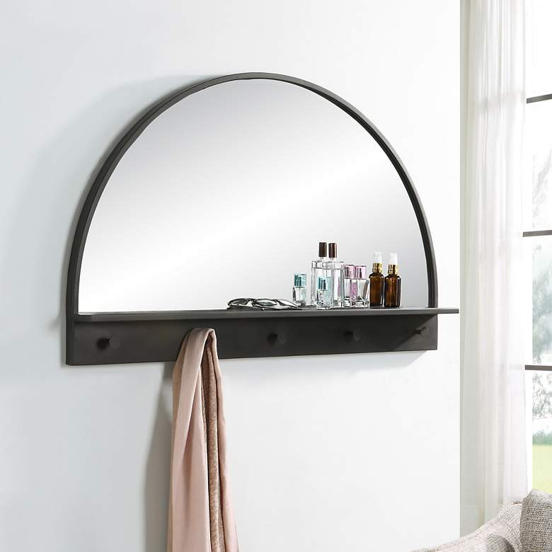 Image 1 Ambry Black 45 inch x 27 3/4 inch Arch Entryway Mirror with Shelf