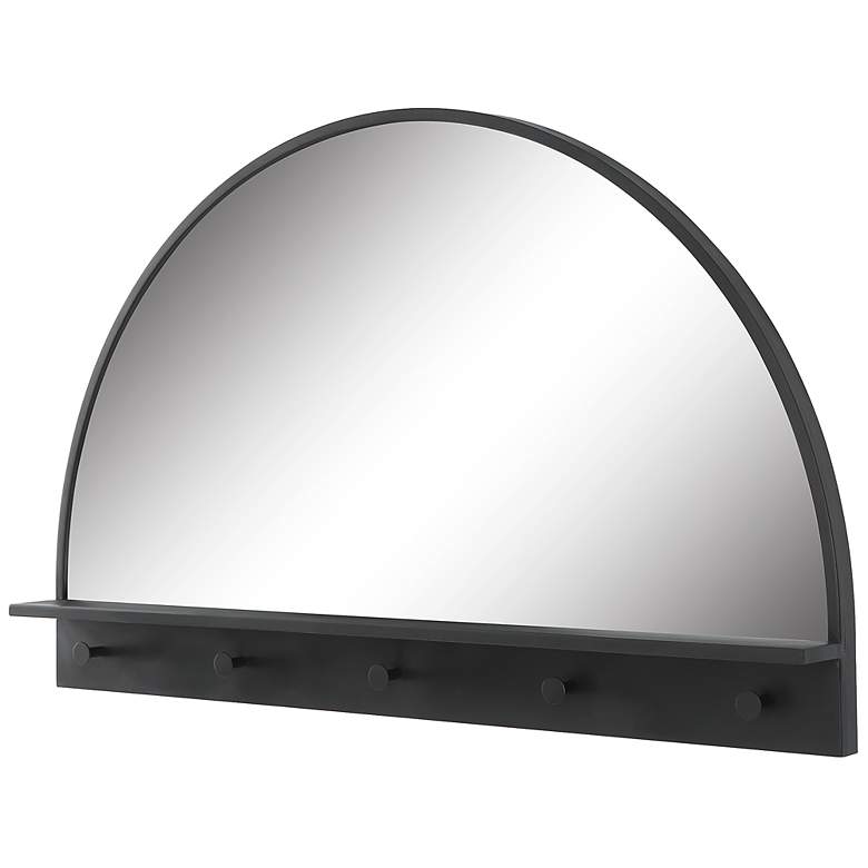 Image 5 Ambry Black 45" x 27 3/4" Arch Entryway Mirror with Shelf more views