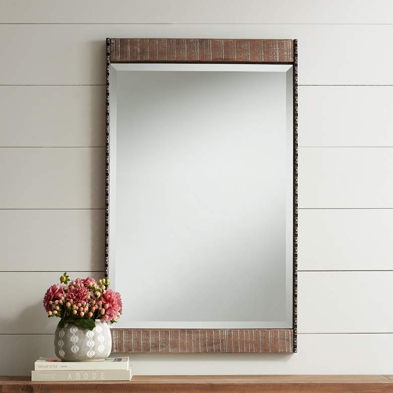 Image 1 Ameena 22 1/4 inch x 30 1/2 inch Wide Wood Wall Mirror
