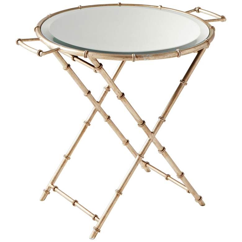 Image 1 Amelia 25" Wide Glass and Antique Silver Tray Table
