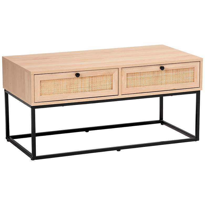 Image 2 Amelia 39 1/2 inch Wide Natural Brown Wood 2-Drawer Coffee Table