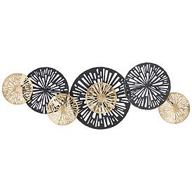 Image2 of Amelia Gold and Black 47 1/4" Wide Fan Metal Wall Art