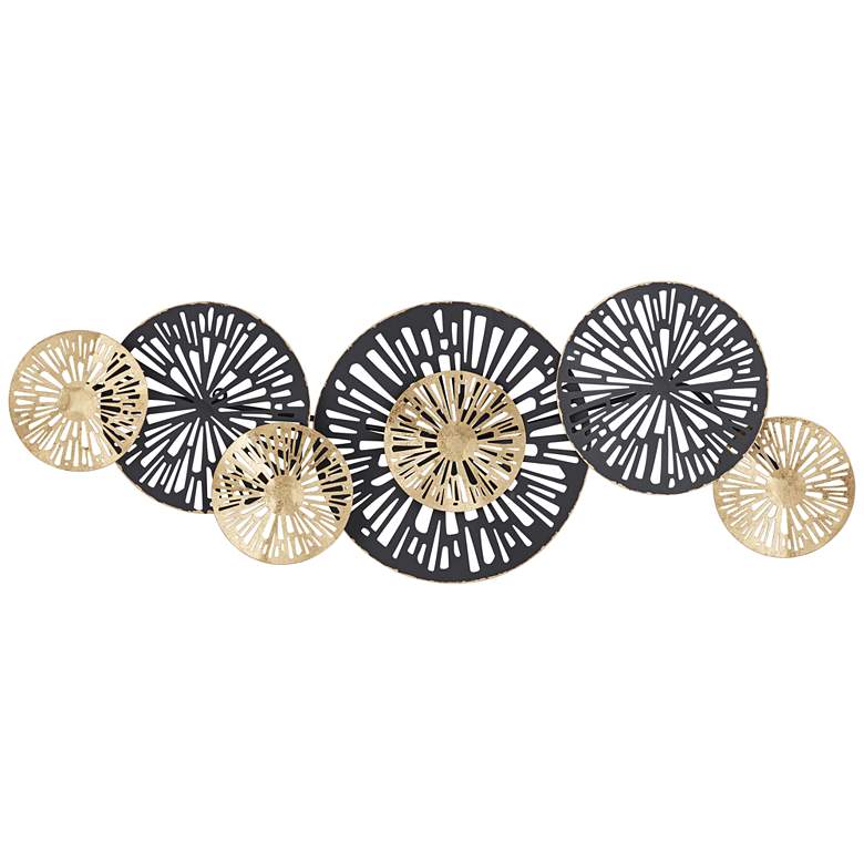 Amelia Gold and Black 47 1/4&quot; Wide Fan Metal Wall Art