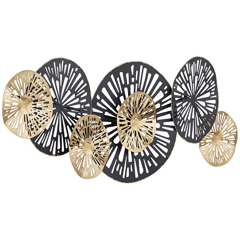 Amelia Gold and Black 47 1/4&quot; Wide Fan Metal Wall Art more views