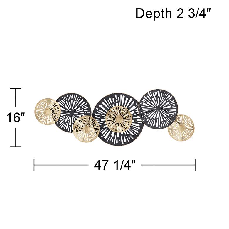 Image 6 Amelia Gold and Black 47 1/4" Wide Fan Metal Wall Art more views