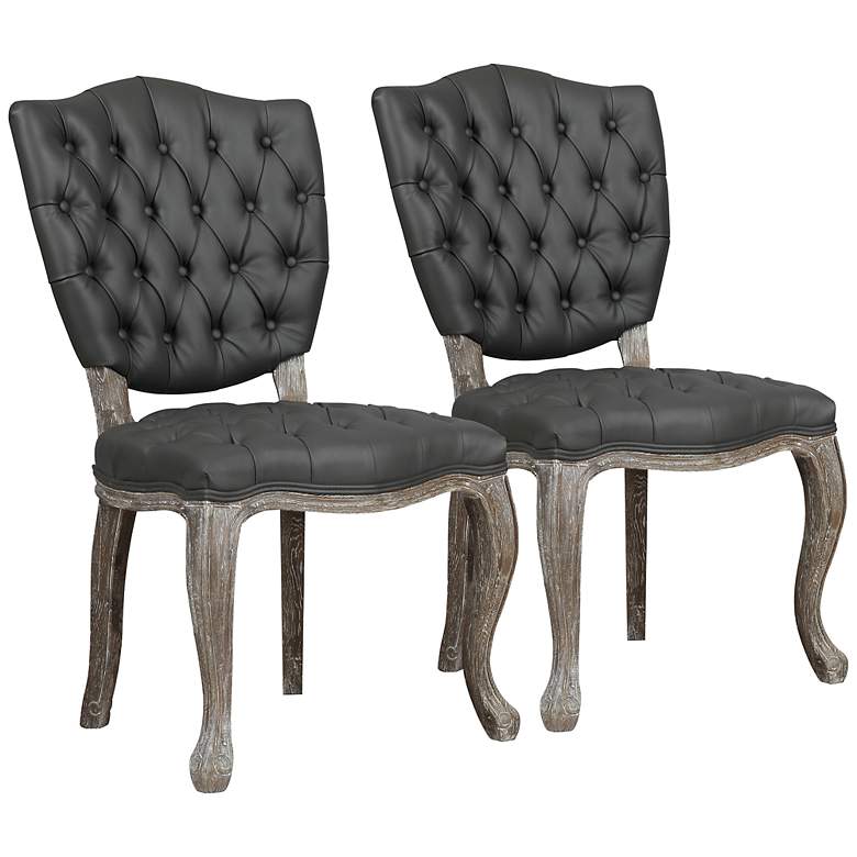 Image 1 Amelia Gray Bonded Leather Dining Chair Set of 2
