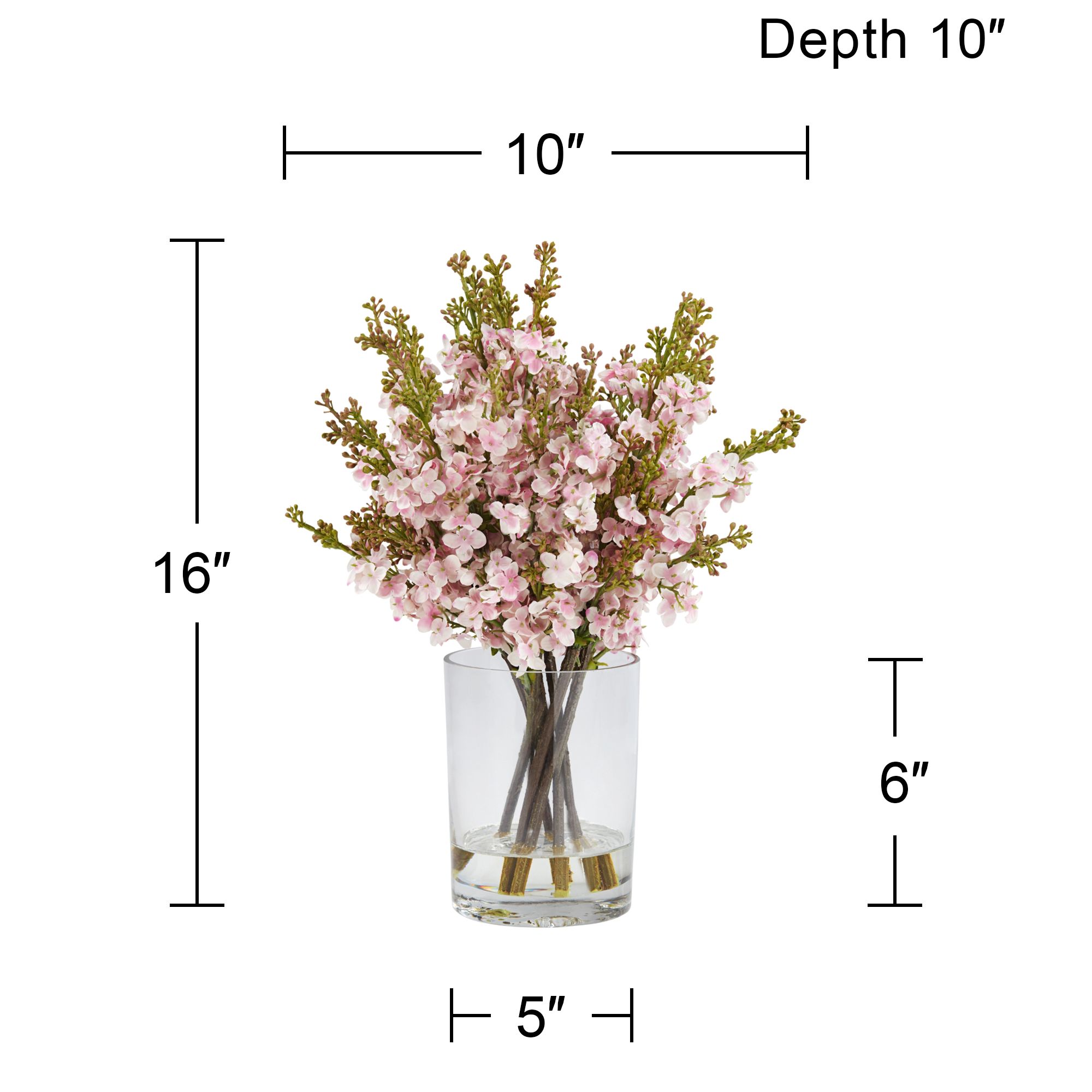 Image 7 Amelie 16" Pink Lilac Spray in Glass Vase more views