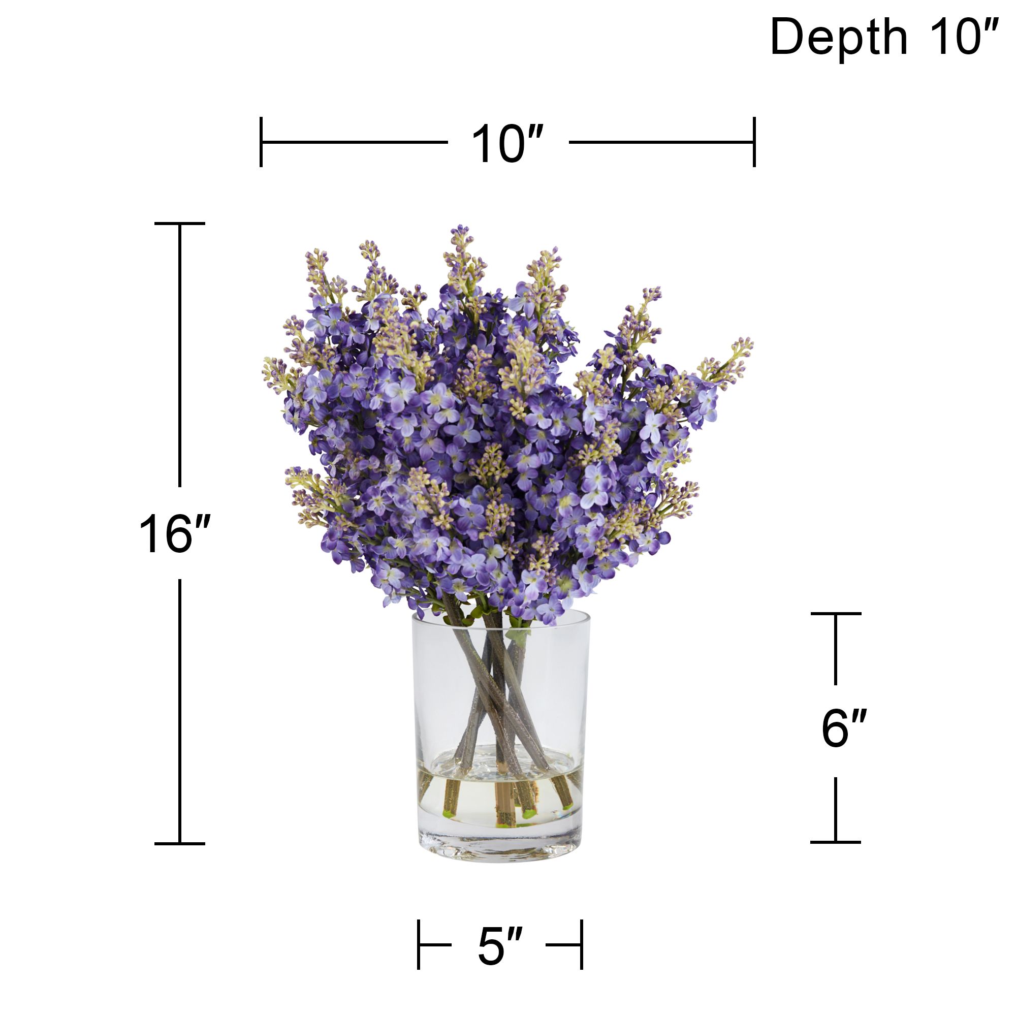 Amelie 16" Purple Lilac Spray in Glass Vase