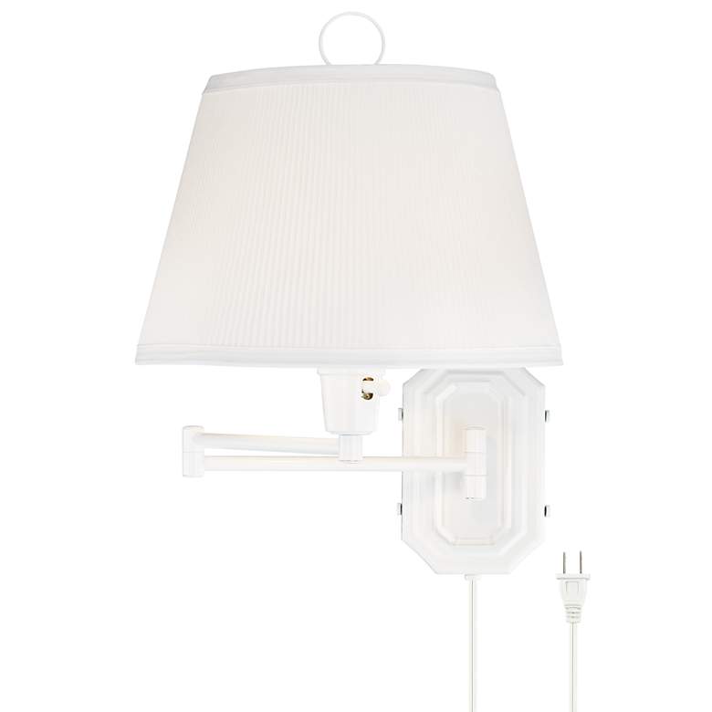 Image 2 Amelie White Swing Arm Plug-In Wall Lamp