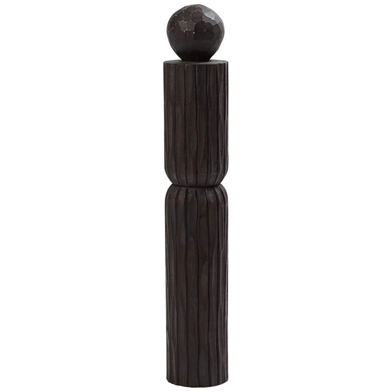 Image 1 Amelot 20 inch High Dark Brown Wood Decorative Pillar Sculpture