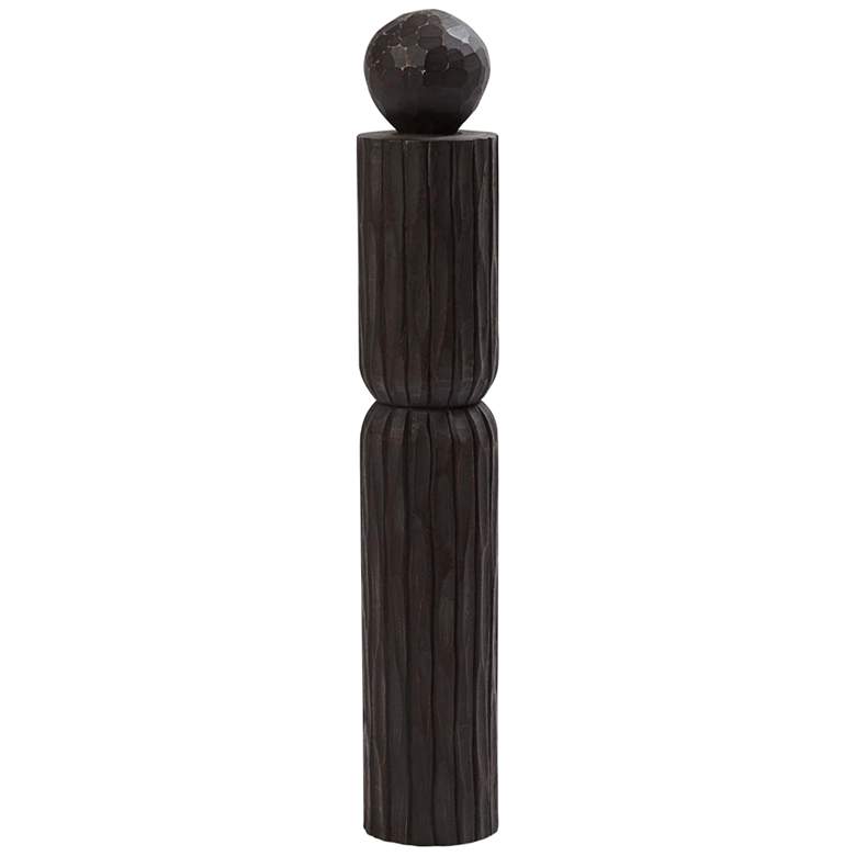 Image 1 Amelot 20" High Dark Brown Wood Decorative Pillar Sculpture