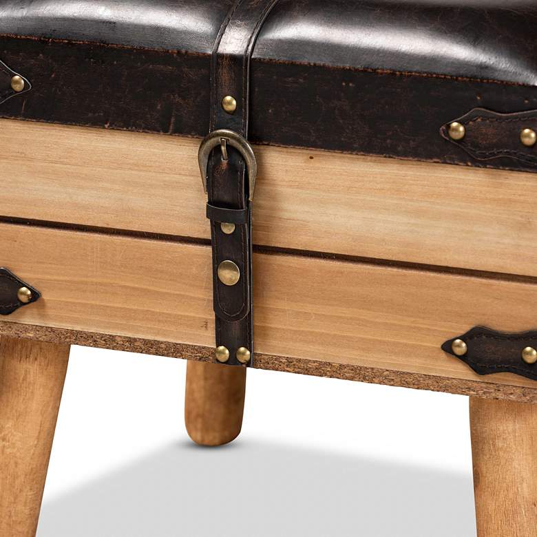 Image 3 Amena 15 3/4"W Dark Brown Faux Leather Ottoman with Storage more views