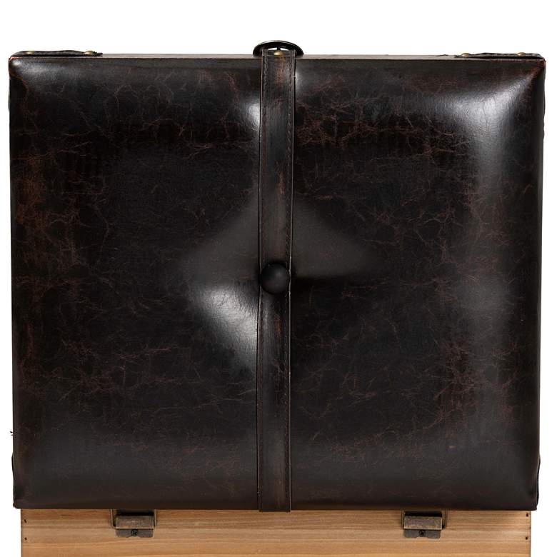 Image 4 Amena 15 3/4"W Dark Brown Faux Leather Ottoman with Storage more views