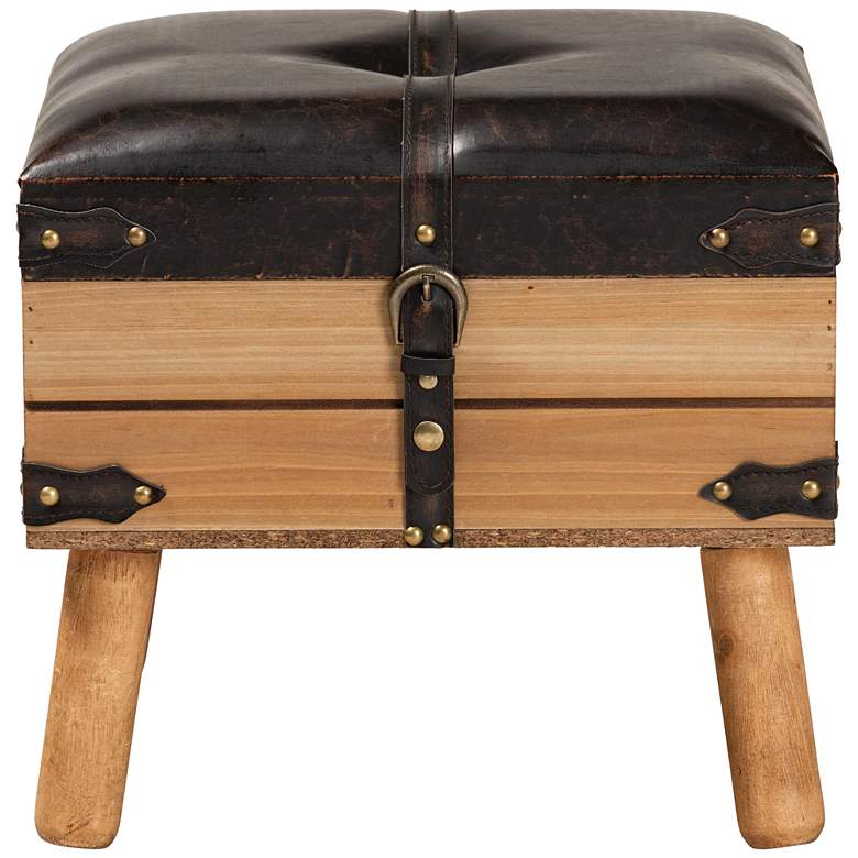 Image 6 Amena 15 3/4"W Dark Brown Faux Leather Ottoman with Storage more views