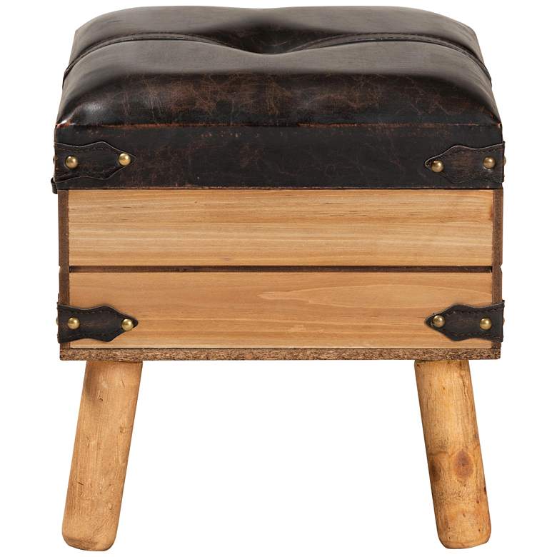 Image 7 Amena 15 3/4"W Dark Brown Faux Leather Ottoman with Storage more views