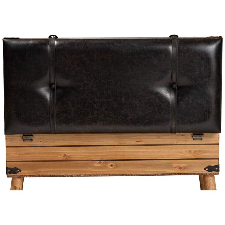 Image 2 Amena 35 1/2 inchW Dark Brown Faux Leather Ottoman with Storage more views